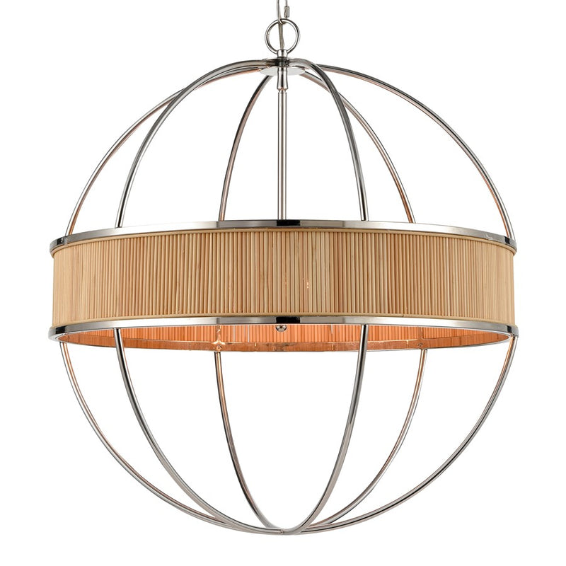 Atlas Lighting Ural 24''W 6Lt Chandelier, Polished Silver/Natural