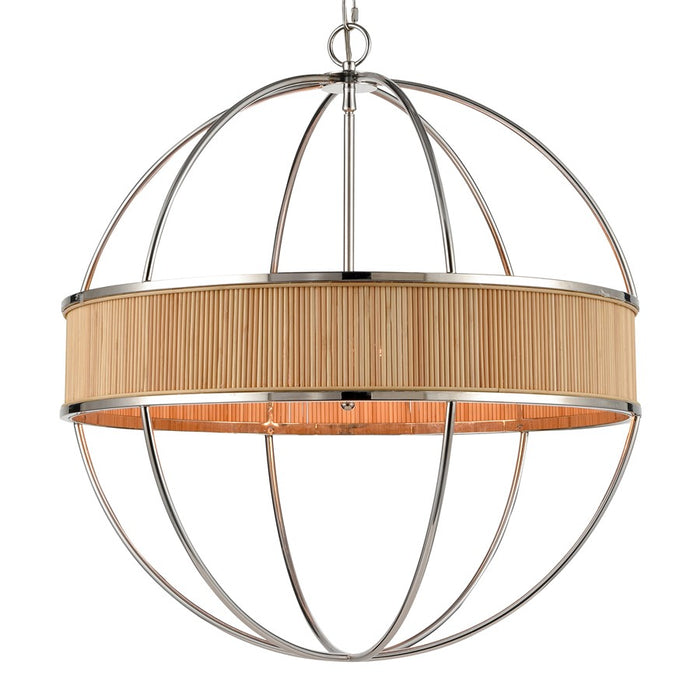 Atlas Lighting Ural 24''W 6Lt Chandelier, Polished Silver/Natural