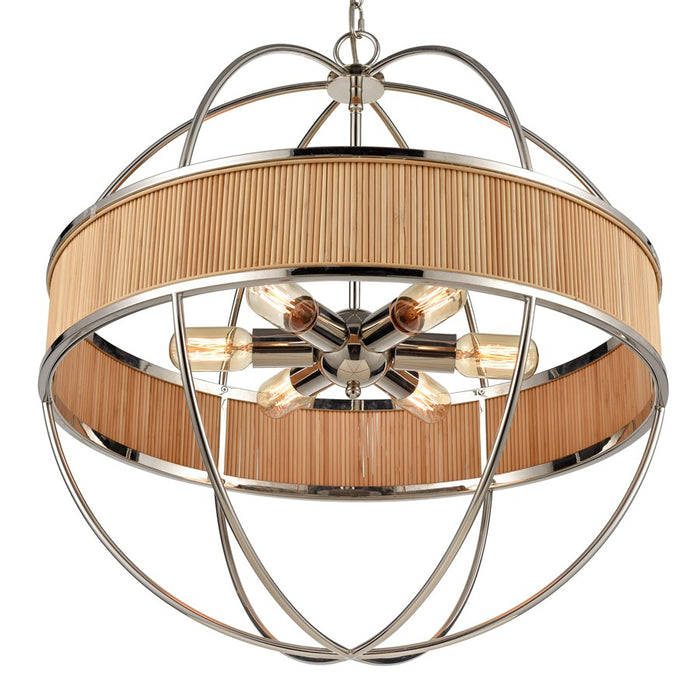 Atlas Lighting Ural 24''W 6Lt Chandelier, Polished Silver/Natural