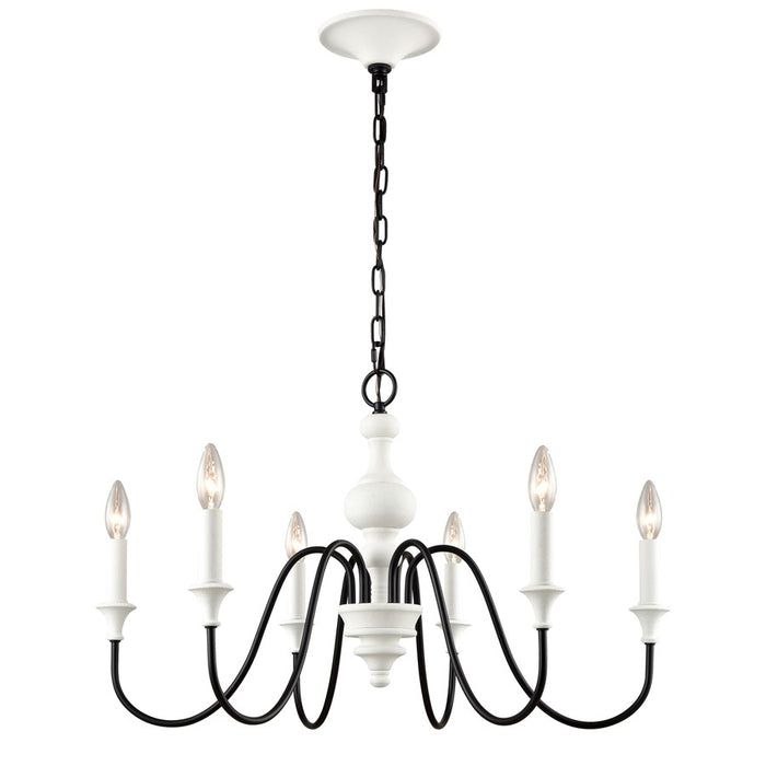 Atlas Lighting Val de Loire 28'' Wide 6Lt Chandelier, White