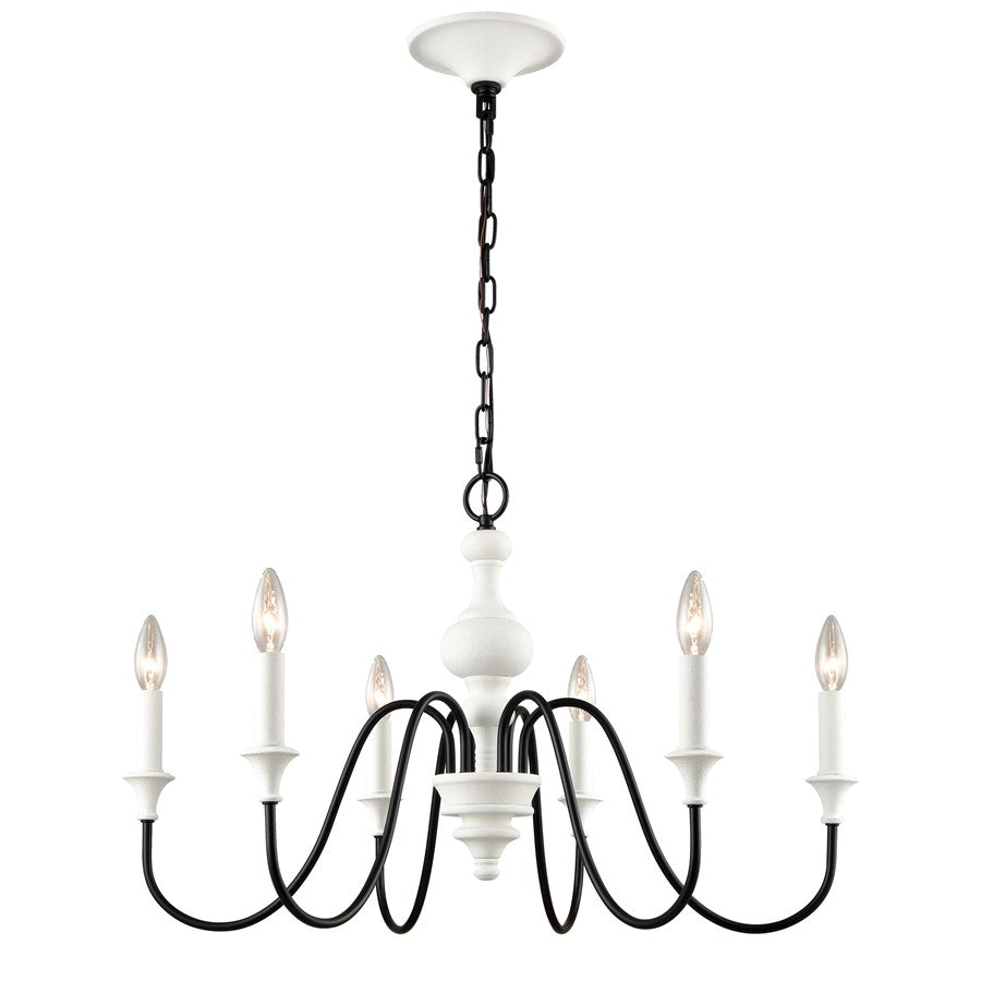 Atlas Lighting Val de Loire 28'' Wide 6Lt Chandelier, White