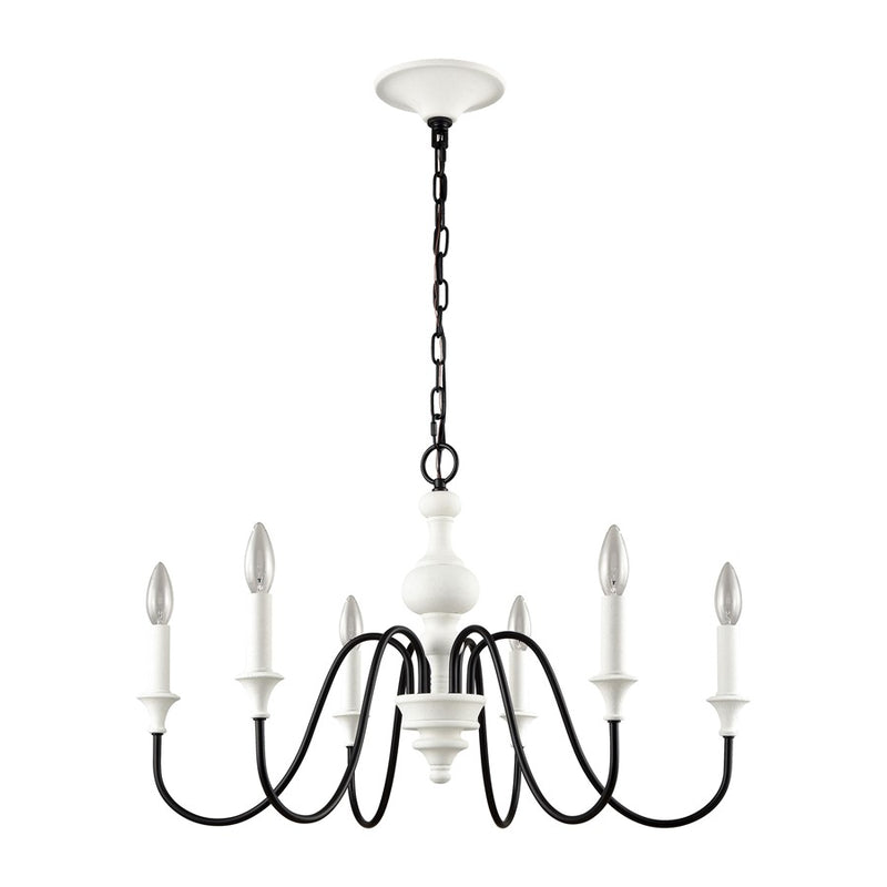 Atlas Lighting Val de Loire 28'' Wide 6Lt Chandelier, White
