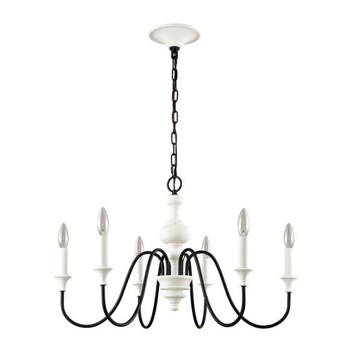 Atlas Lighting Val de Loire 28'' Wide 6Lt Chandelier, White