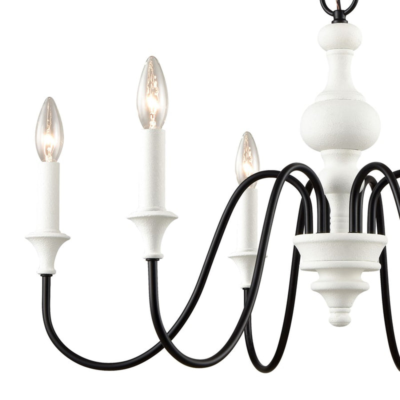 Atlas Lighting Val de Loire 28'' Wide 6Lt Chandelier, White