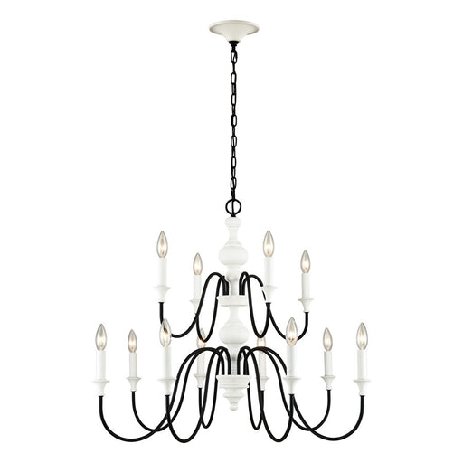 Atlas Lighting Val de Loire 36'' Wide 12Lt Chandelier, White