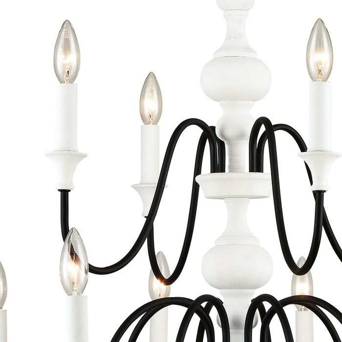 Atlas Lighting Val de Loire 36'' Wide 12Lt Chandelier, White
