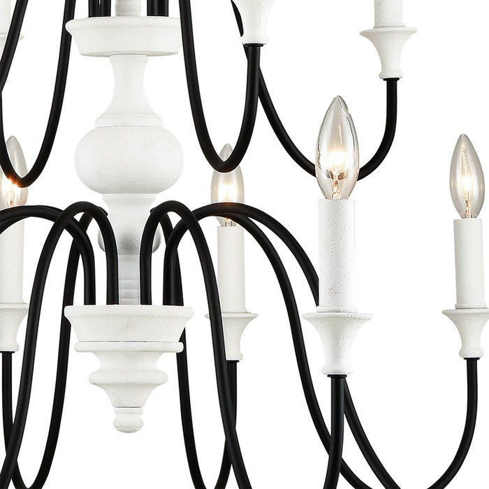 Atlas Lighting Val de Loire 36'' Wide 12Lt Chandelier, White