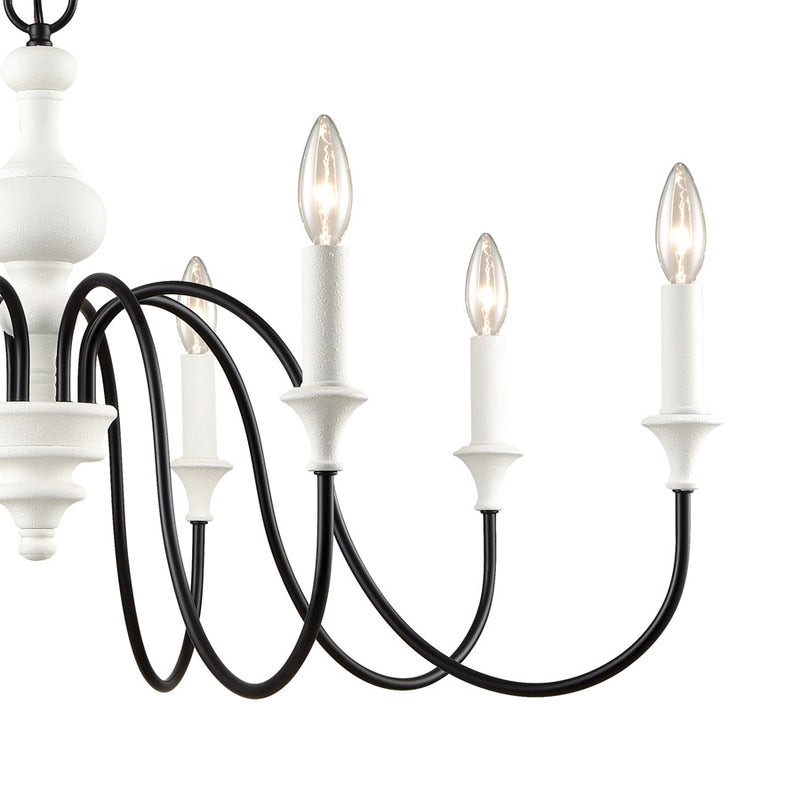 Atlas Lighting Val de Loire 36in 8-Light Chandelier | French Country Textured White Metal | Dining Room & Foyer | 36 x 36 x 19 in | Model CL11383-WH
