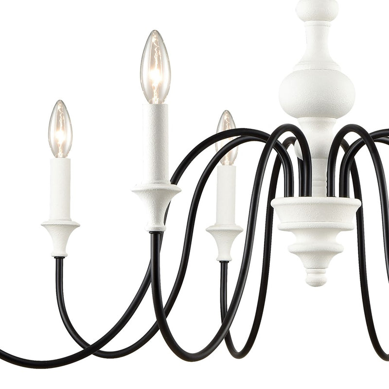 Atlas Lighting Val de Loire 36in 8-Light Chandelier | French Country Textured White Metal | Dining Room & Foyer | 36 x 36 x 19 in | Model CL11383-WH