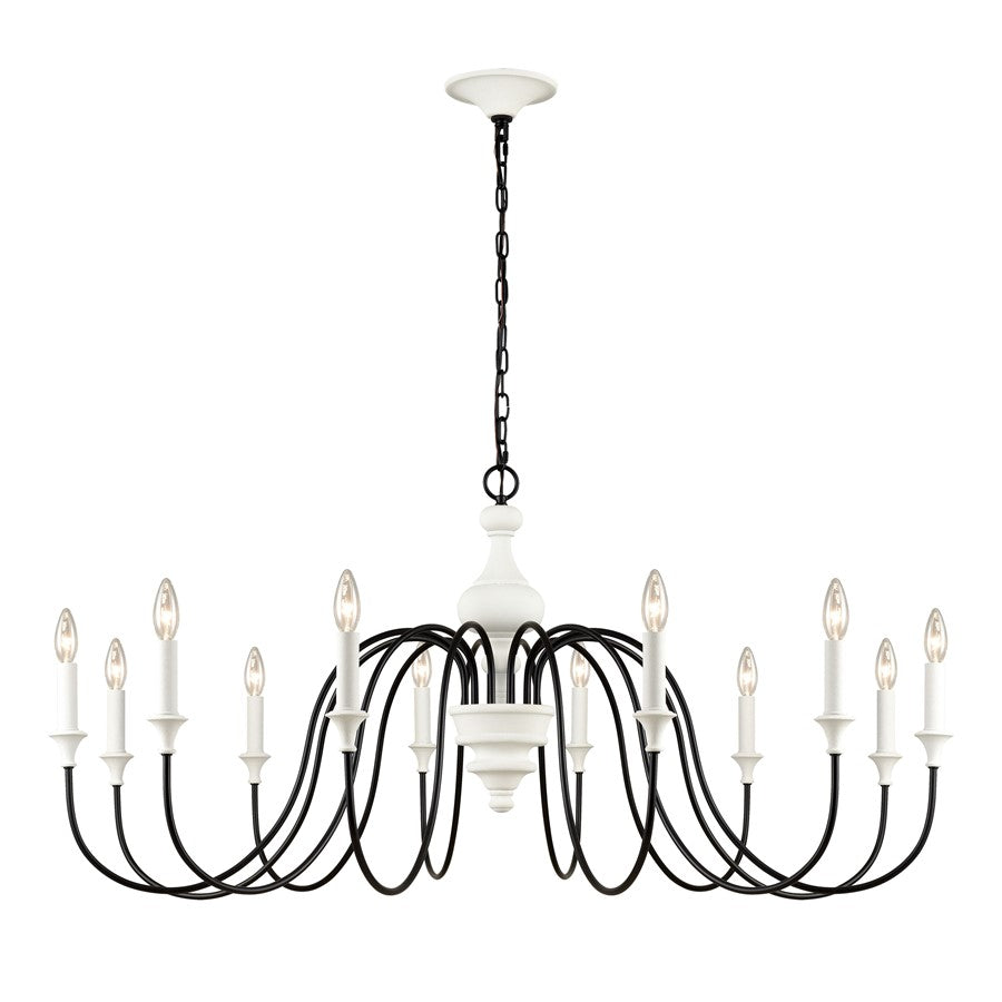 Atlas Lighting Val de Loire 48'' Wide 12Lt Chandelier, White