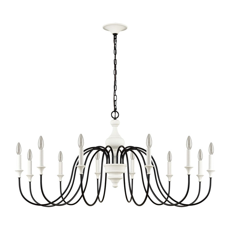 Atlas Lighting Val de Loire 48in 12-Light Chandelier | French Country Textured White Metal | Dining Room & Foyer | 48 x 48 x 23 in | Model CL11384-WH