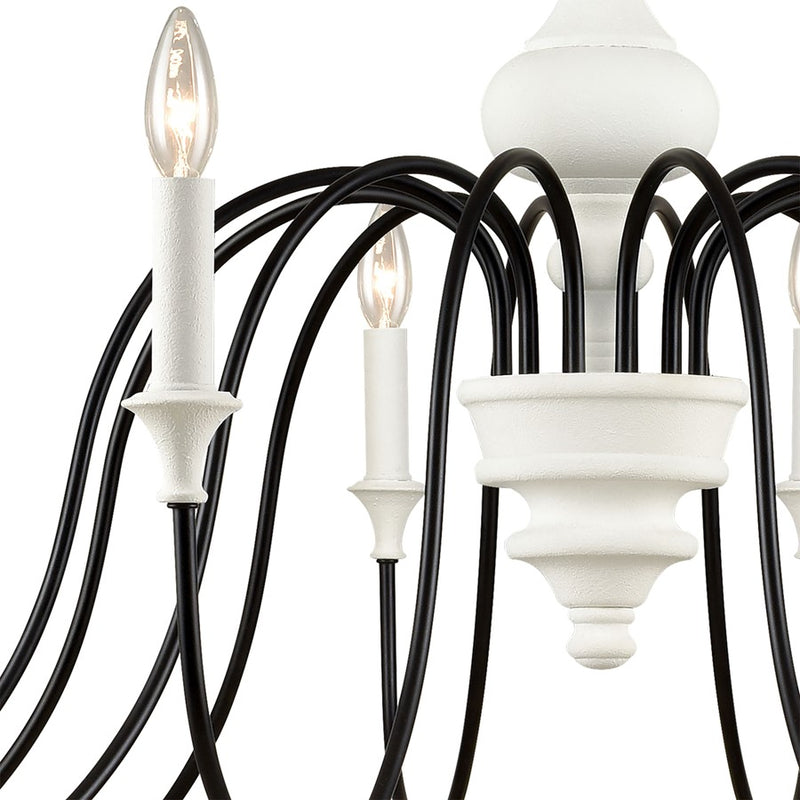 Atlas Lighting Val de Loire 48in 12-Light Chandelier | French Country Textured White Metal | Dining Room & Foyer | 48 x 48 x 23 in | Model CL11384-WH