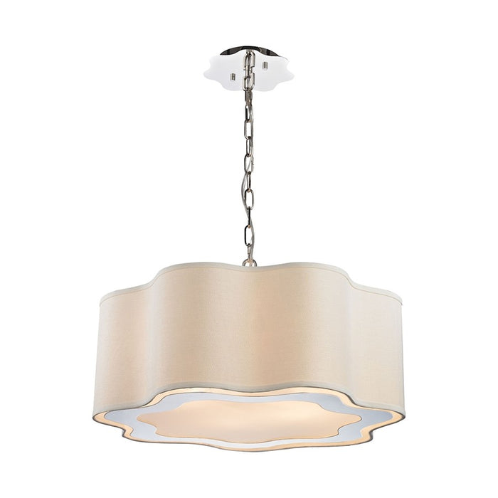 Atlas Lighting Villoy 24''W 4Lt Chandelier, Polished Nickel/White