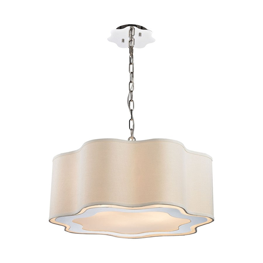 Atlas Lighting Villoy 24''W 4Lt Chandelier, Polished Nickel/White