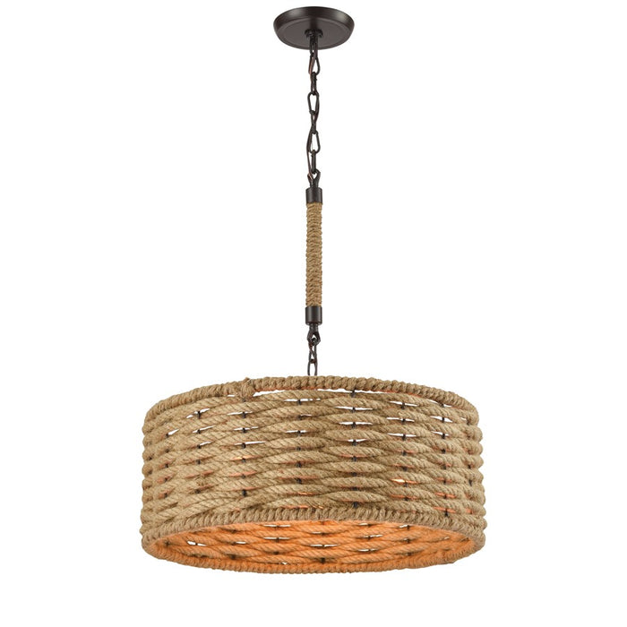 Atlas Lighting Weaverton 19'' Wide 3Lt Chandelier, Bronze/Natural