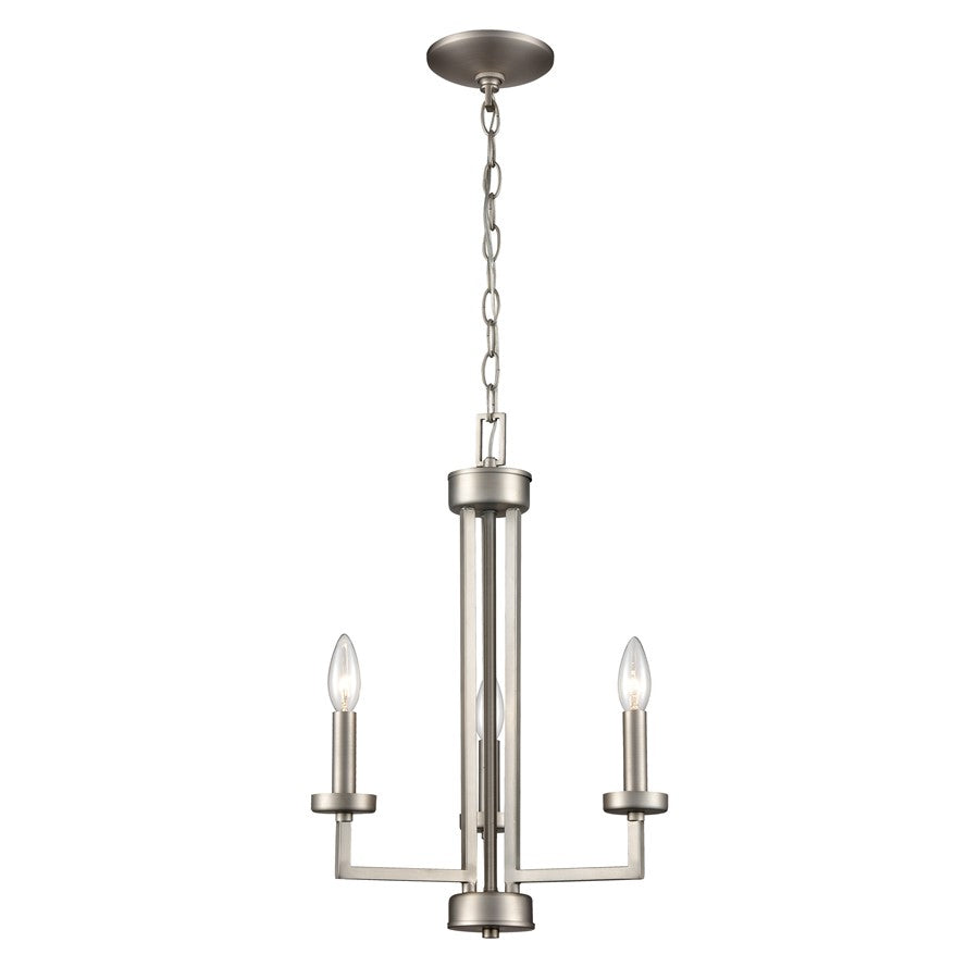 Atlas Lighting West End 15'' Wide 3Lt Chandelier, Brushed Nickel