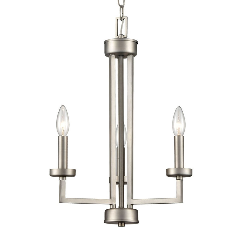 Atlas Lighting West End 15in 3-Light Chandelier | Transitional Brushed Nickel Metal | Dining Room & Living Room | 15 x 15 x 19 in | Model CL11390-NK