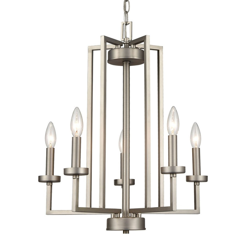 Atlas Lighting West End 20in 5-Light Chandelier | Transitional Brushed Nickel Metal | Dining Room & Living Room | 20 x 20 x 22 in | Model CL11391-NK