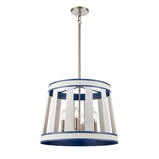 Atlas Lighting White Burlap 20'' Wide 6Lt Chandelier, Blue/White
