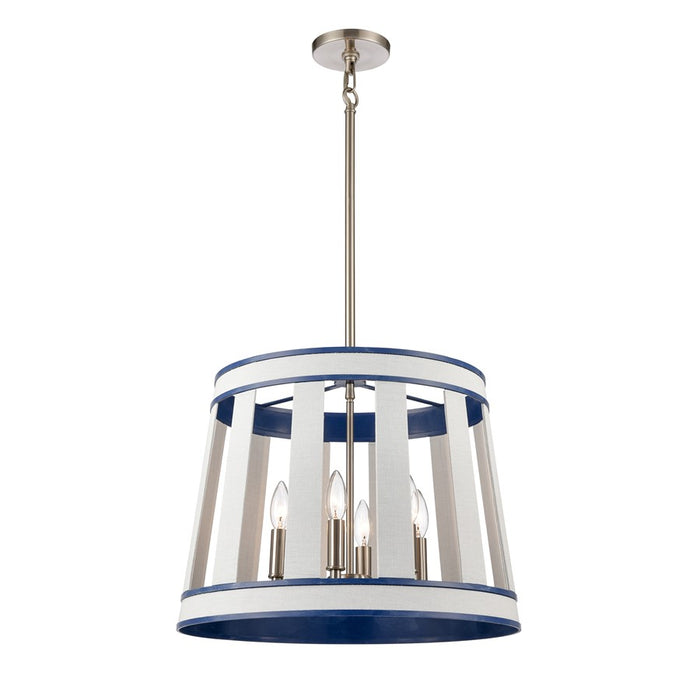 Atlas Lighting White Burlap 20'' Wide 6Lt Chandelier, Blue/White