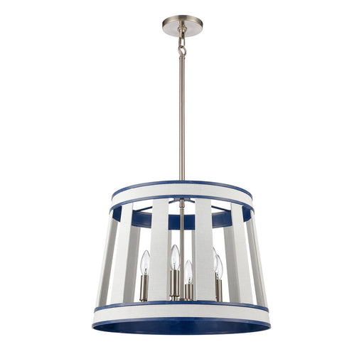 Atlas Lighting White Burlap 20'' Wide 6Lt Chandelier, Blue/White