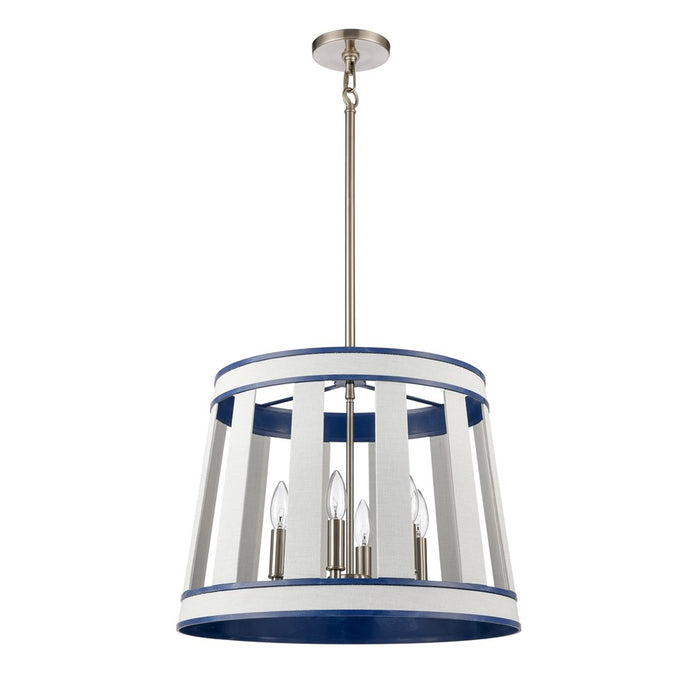 Atlas Lighting White Burlap 20'' Wide 6Lt Chandelier, Blue/White