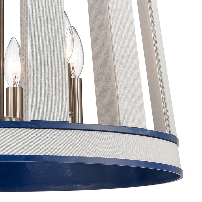 Atlas Lighting White Burlap 20'' Wide 6Lt Chandelier, Blue/White