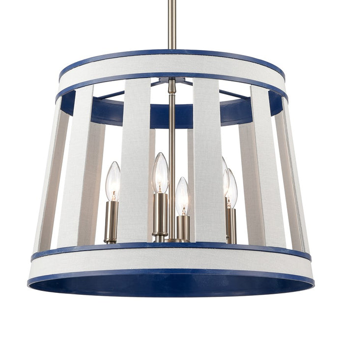 Atlas Lighting White Burlap 20'' Wide 6Lt Chandelier, Blue/White