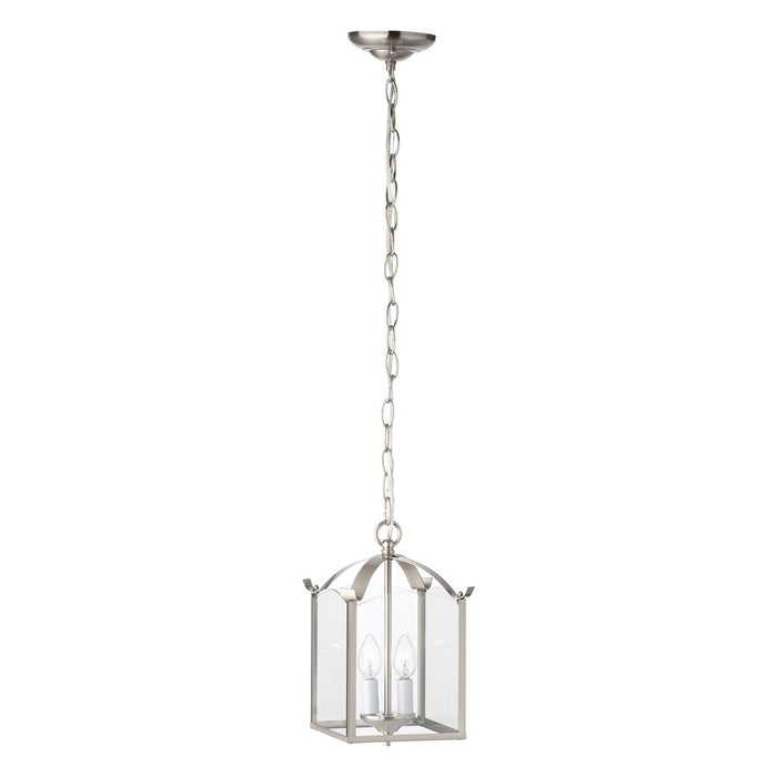 Atlas Lighting Whitmore 7.25''W 2Lt Pendant, Brushed Nickel/Clear