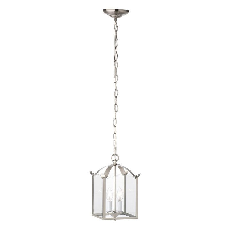 Atlas Lighting Whitmore 7in 2-Light Pendant | Traditional Brushed Nickel and Clear Glass | Kitchen Island & Dining Room | Model CL11394-NK