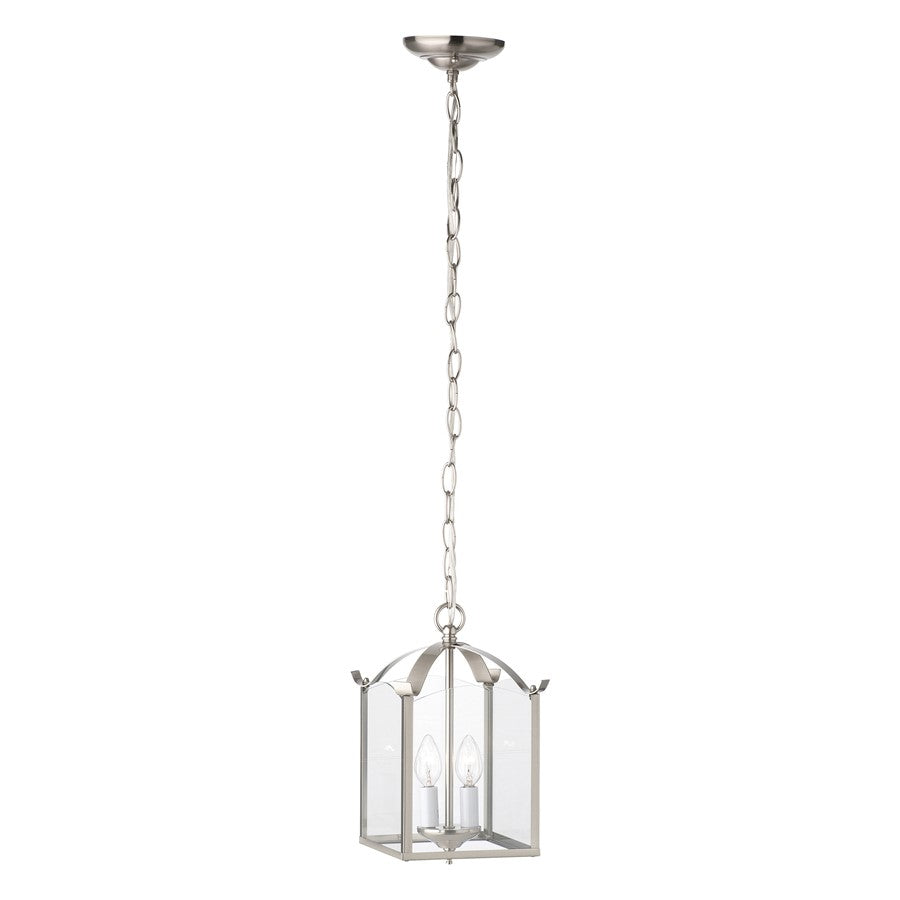 Atlas Lighting Whitmore 7.25''W 2Lt Pendant, Brushed Nickel/Clear