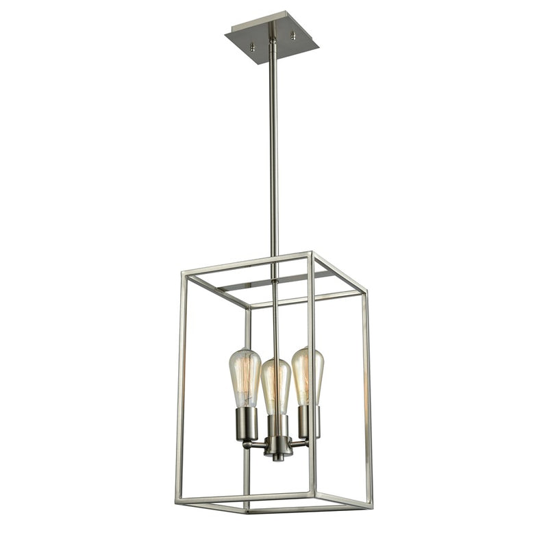 Atlas Lighting Williamsport 10in 3-Light Chandelier | Transitional Brushed Nickel | Dining Room & Kitchen Island | 10 x 10 x 16 in | Model CL11395-NK