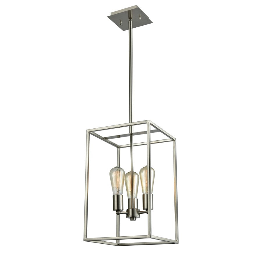 Atlas Lighting Williamsport 10''W 3Lt Chandelier, Brushed Nickel