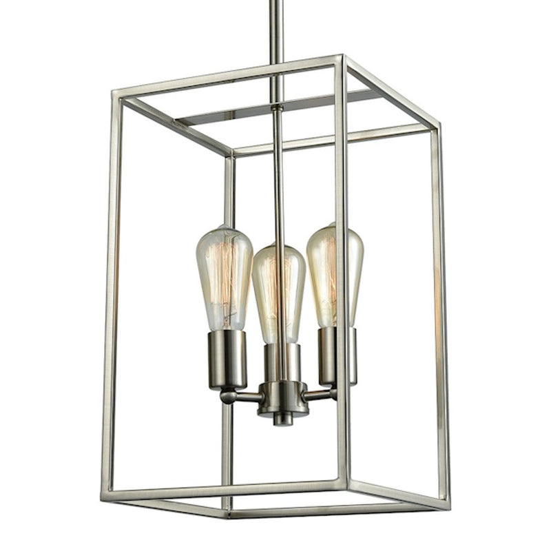 Atlas Lighting Williamsport 10in 3-Light Chandelier | Transitional Brushed Nickel | Dining Room & Kitchen Island | 10 x 10 x 16 in | Model CL11395-NK