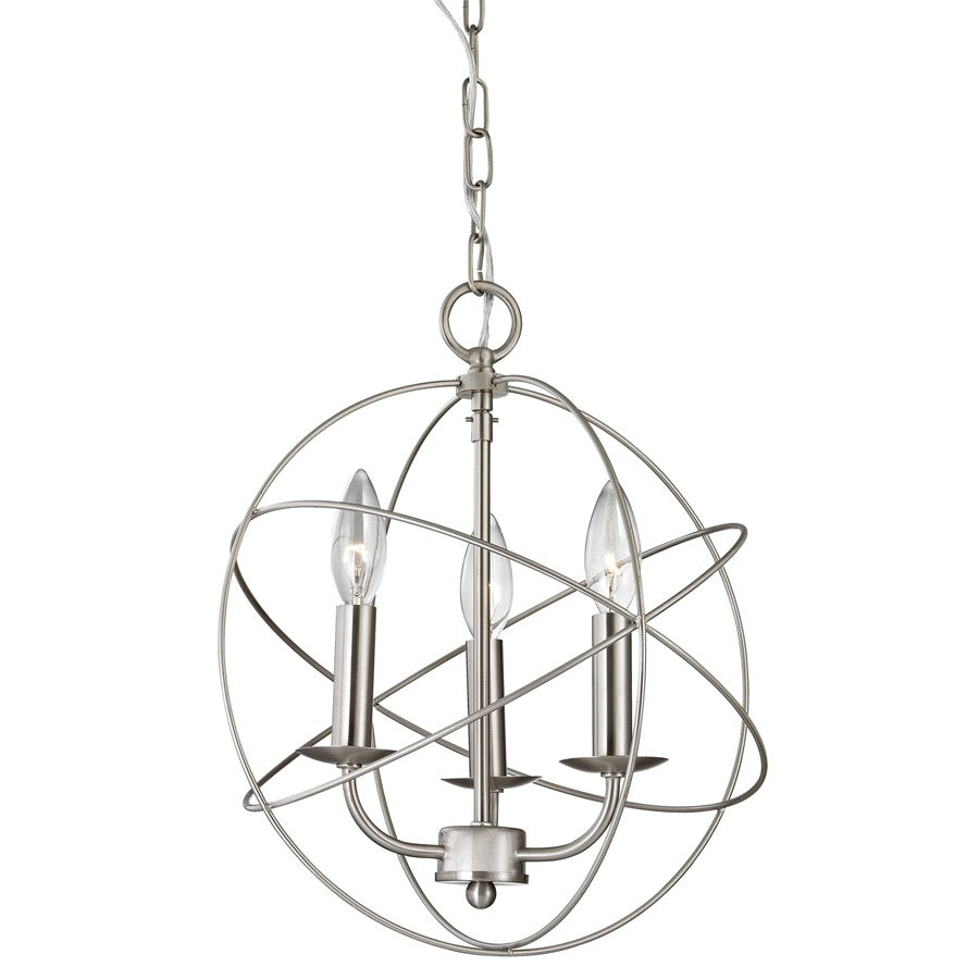 Atlas Lighting Williamsport 13''W 3Lt Chandelier, Brushed Nickel