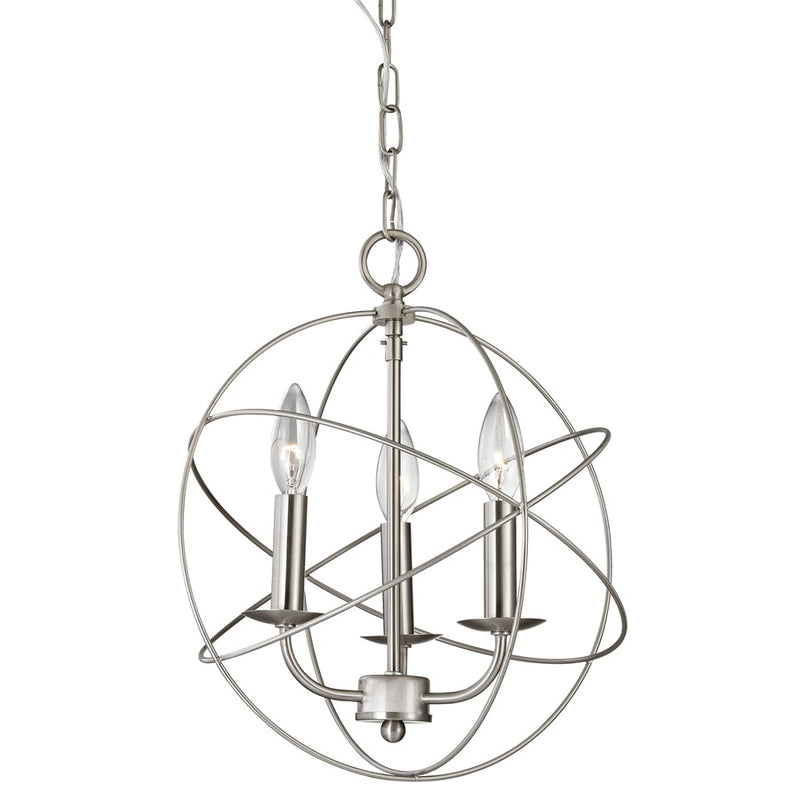 Atlas Lighting Williamsport 13in 3-Light Chandelier | Transitional Brushed Nickel Metal | Dining Room & Foyer | 13 x 13 x 15 in | Model CL11396-NK
