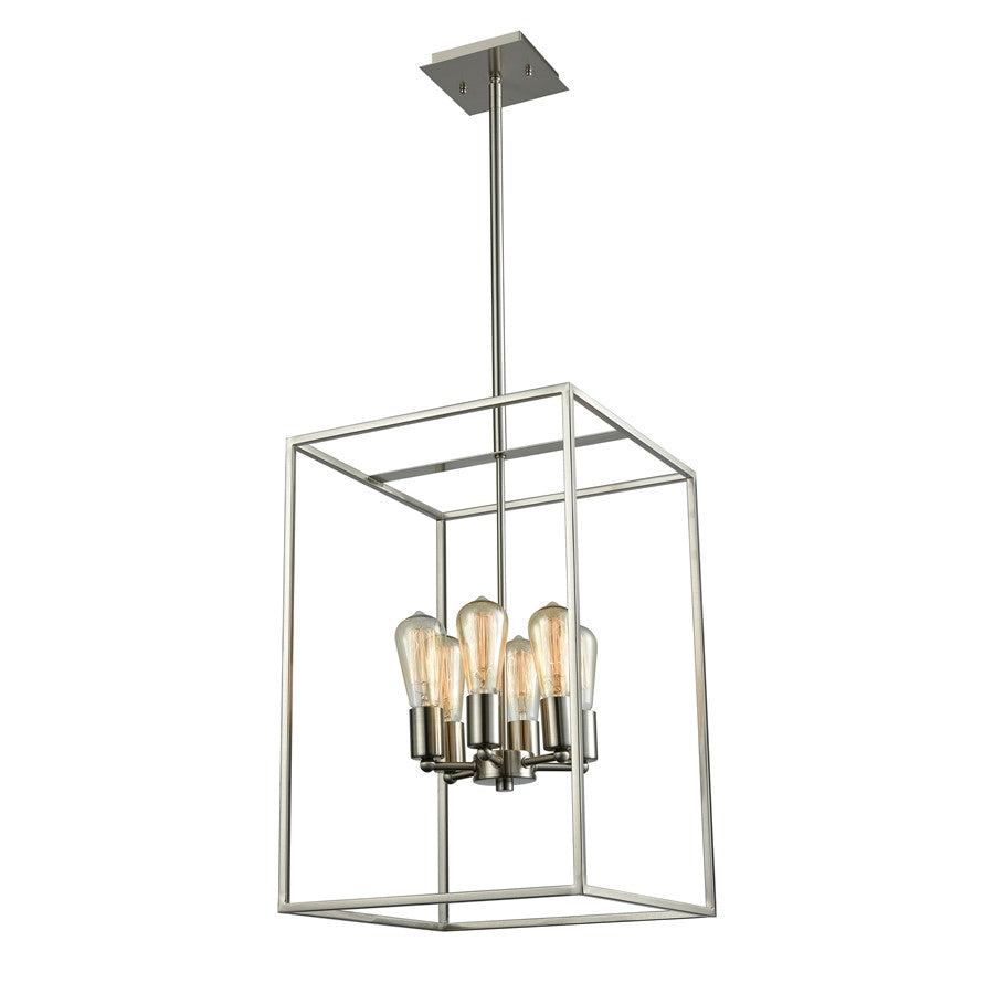 Atlas Lighting Williamsport 14''W 6Lt Chandelier, Brushed Nickel