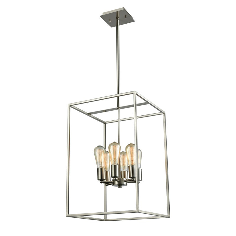 Atlas Lighting Williamsport 14in 6-Light Chandelier | Transitional Brushed Nickel Metal | Dining Room & Living Room | Model CL11397-NK