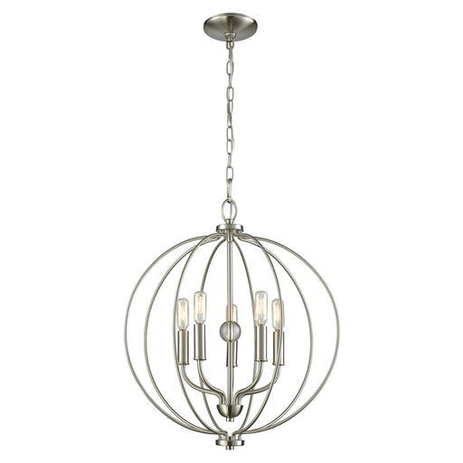 Atlas Lighting Williamsport 19''W 5Lt Chandelier, Brushed Nickel
