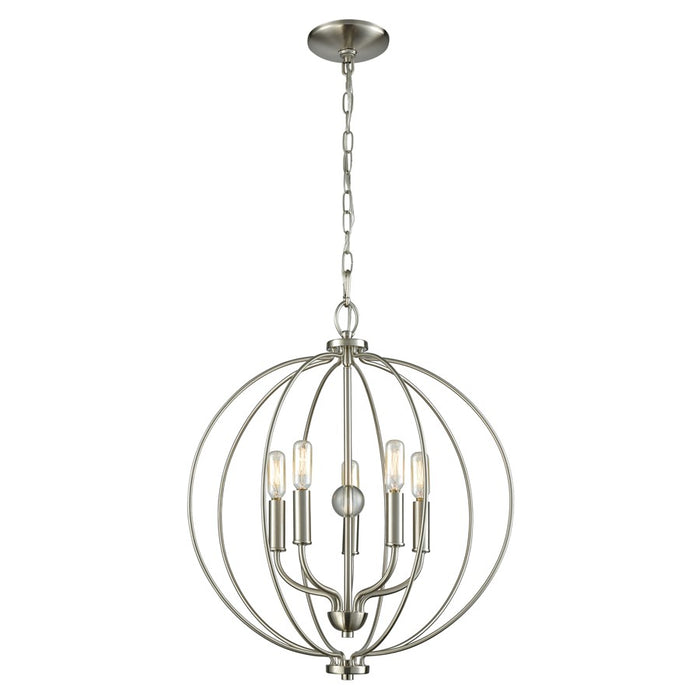 Atlas Lighting Williamsport 19''W 5Lt Chandelier, Brushed Nickel