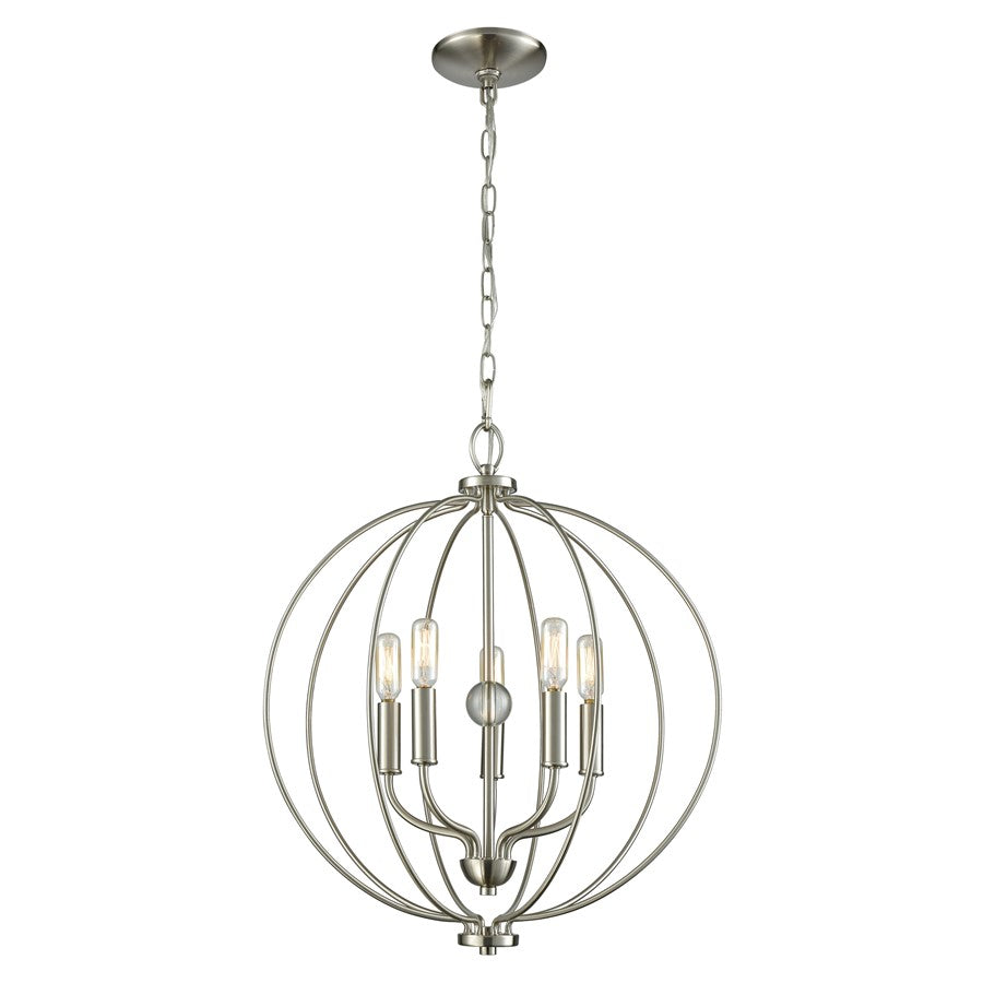 Atlas Lighting Williamsport 19''W 5Lt Chandelier, Brushed Nickel