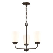 Atlas Lighting Winslow 19in 3-Light Chandelier | Traditional Oil Rubbed Bronze Metal and White Frosted Glass | Dining Room | Model CL11401-BZ