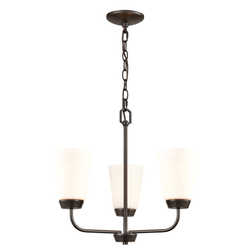 Atlas Lighting Winslow 19in 3-Light Chandelier | Traditional Oil Rubbed Bronze Metal and White Frosted Glass | Dining Room | Model CL11401-BZ