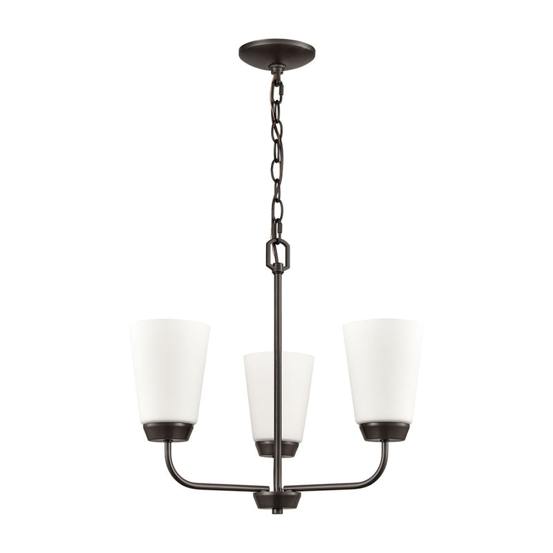 Atlas Lighting Winslow 19in 3-Light Chandelier | Traditional Oil Rubbed Bronze Metal and White Frosted Glass | Dining Room | Model CL11401-BZ