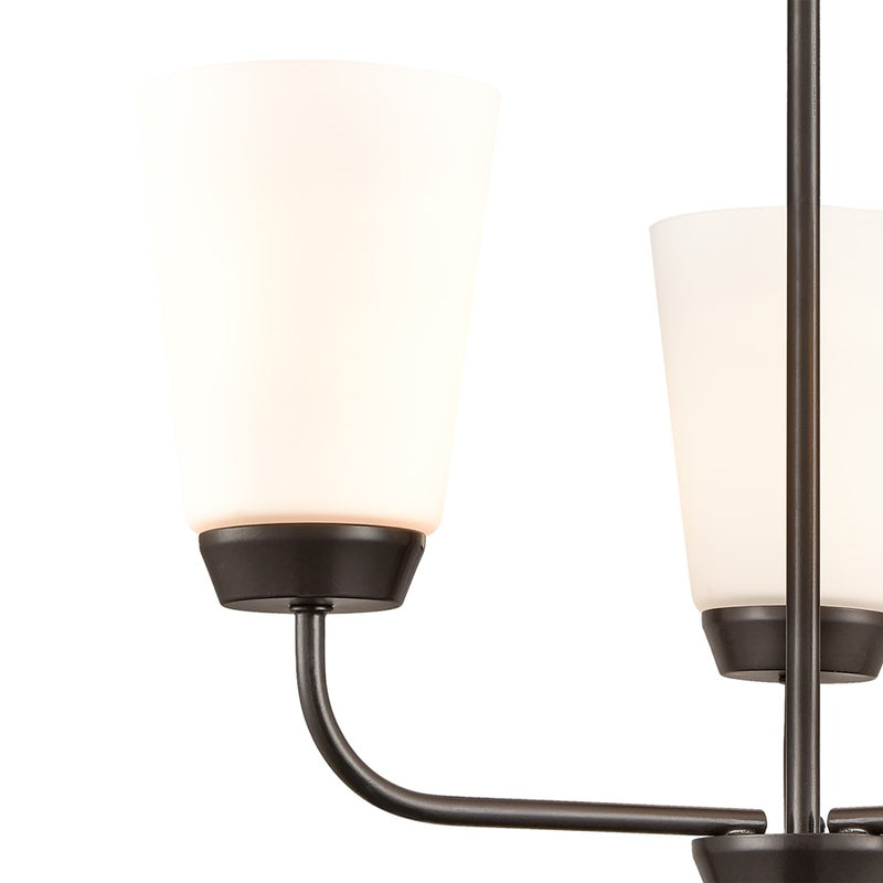 Atlas Lighting Winslow 19in 3-Light Chandelier | Traditional Oil Rubbed Bronze Metal and White Frosted Glass | Dining Room | Model CL11401-BZ