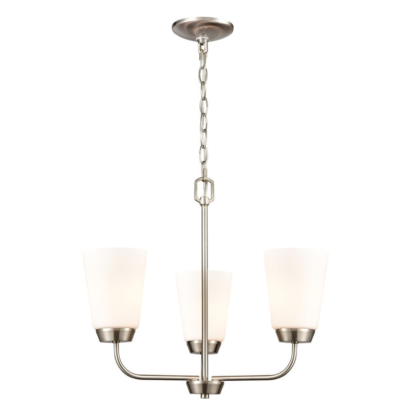 Atlas Lighting Winslow 19in 3-Light Chandelier | Traditional Brushed Nickel and White Frosted Glass | Dining Room & Kitchen Island | Model CL11401-NK