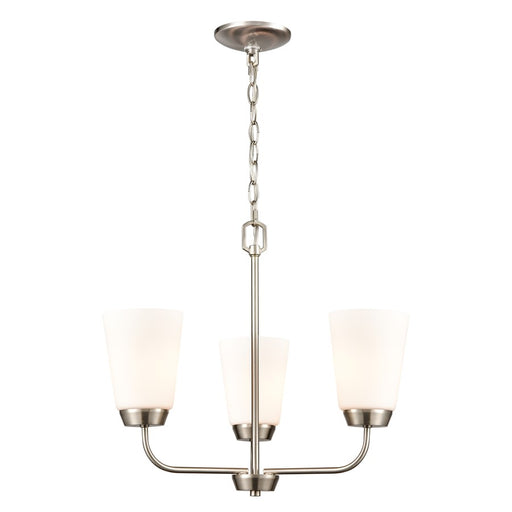 Atlas Lighting Winslow 19''W 3Lt Chandelier, Brushed Nickel/White