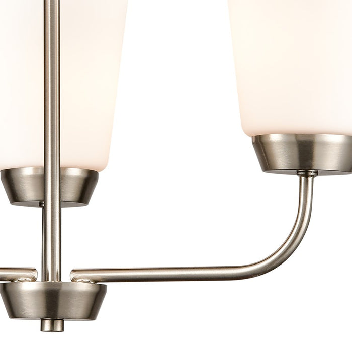 Atlas Lighting Winslow 19''W 3Lt Chandelier, Brushed Nickel/White