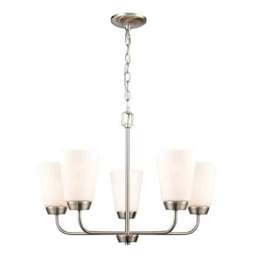 Atlas Lighting Winslow 25''W 5Lt Chandelier, Brushed Nickel/White