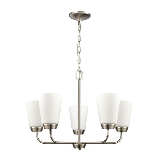Atlas Lighting Winslow 25''W 5Lt Chandelier, Brushed Nickel/White